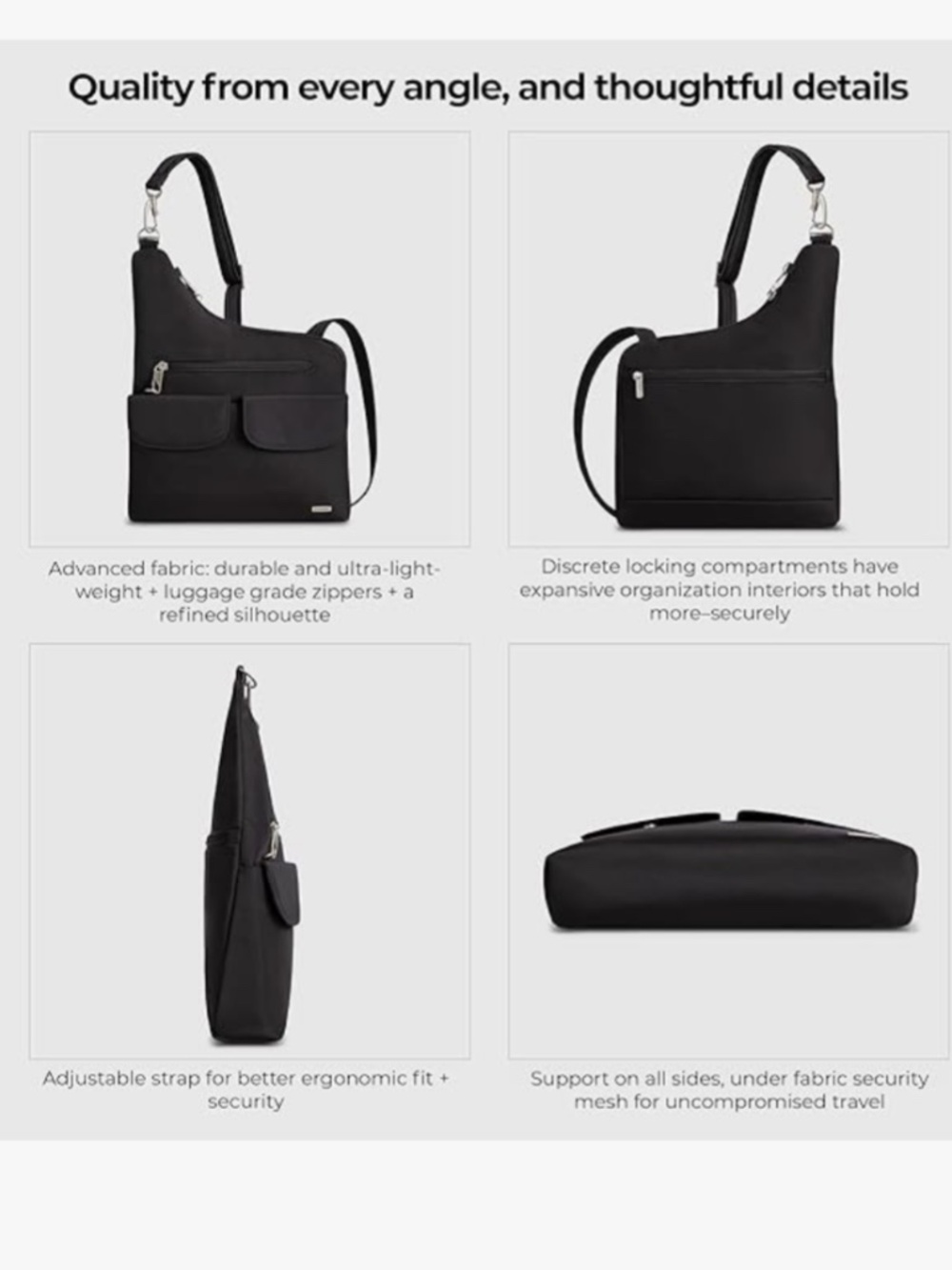 Travelon Anti-Theft Cross-Body Bag In Midnight Blue - Picture 4 of 13